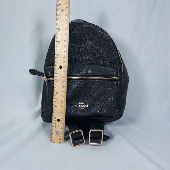 Coach Mini Pebble Leather Backpack Black Gold Hardware Charlie Style Bag Purse - Picture 8 of 9